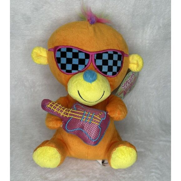 Sugar Loaf Orange Plush Animal Rock Guitar Checkered Glasses 10" Toy Stuffed - Picture 1 of 6